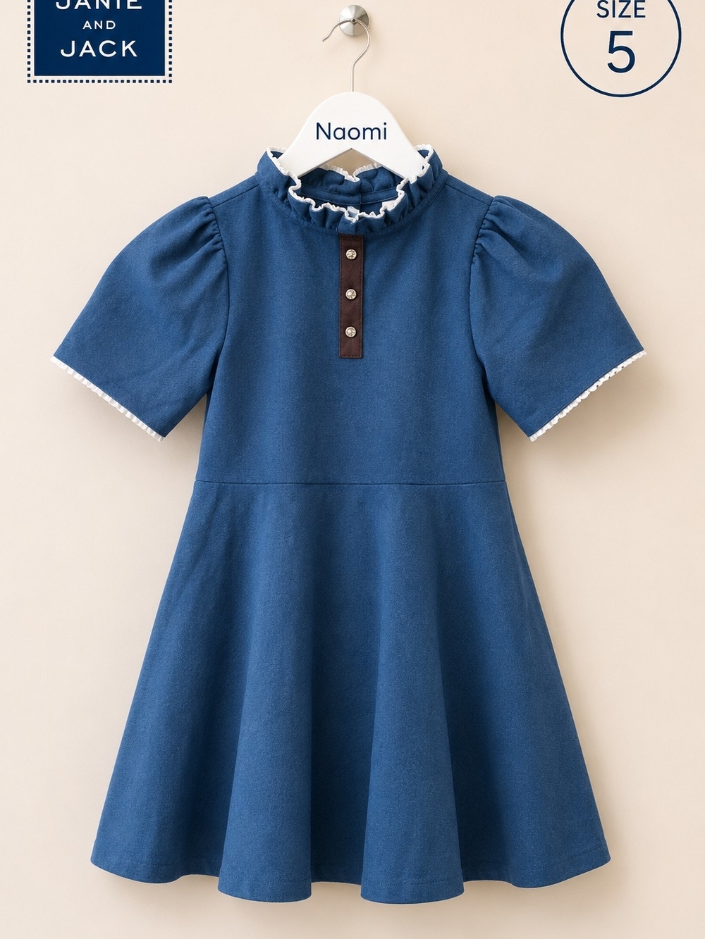 Janie and Jack Navy Ruffle-Trimmed A-Line Dress
